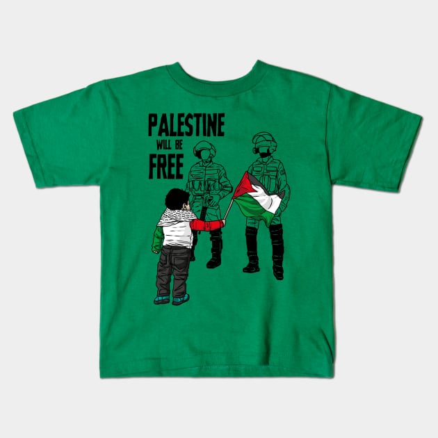 free palestine, the strongest kids ever Kids T-Shirt by vaktorex